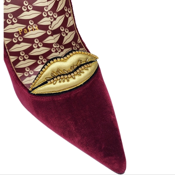 Christian Louboutin Hot Chick 100 Kiss Velvet Tassel Pumps Loubi Mystery 38.5